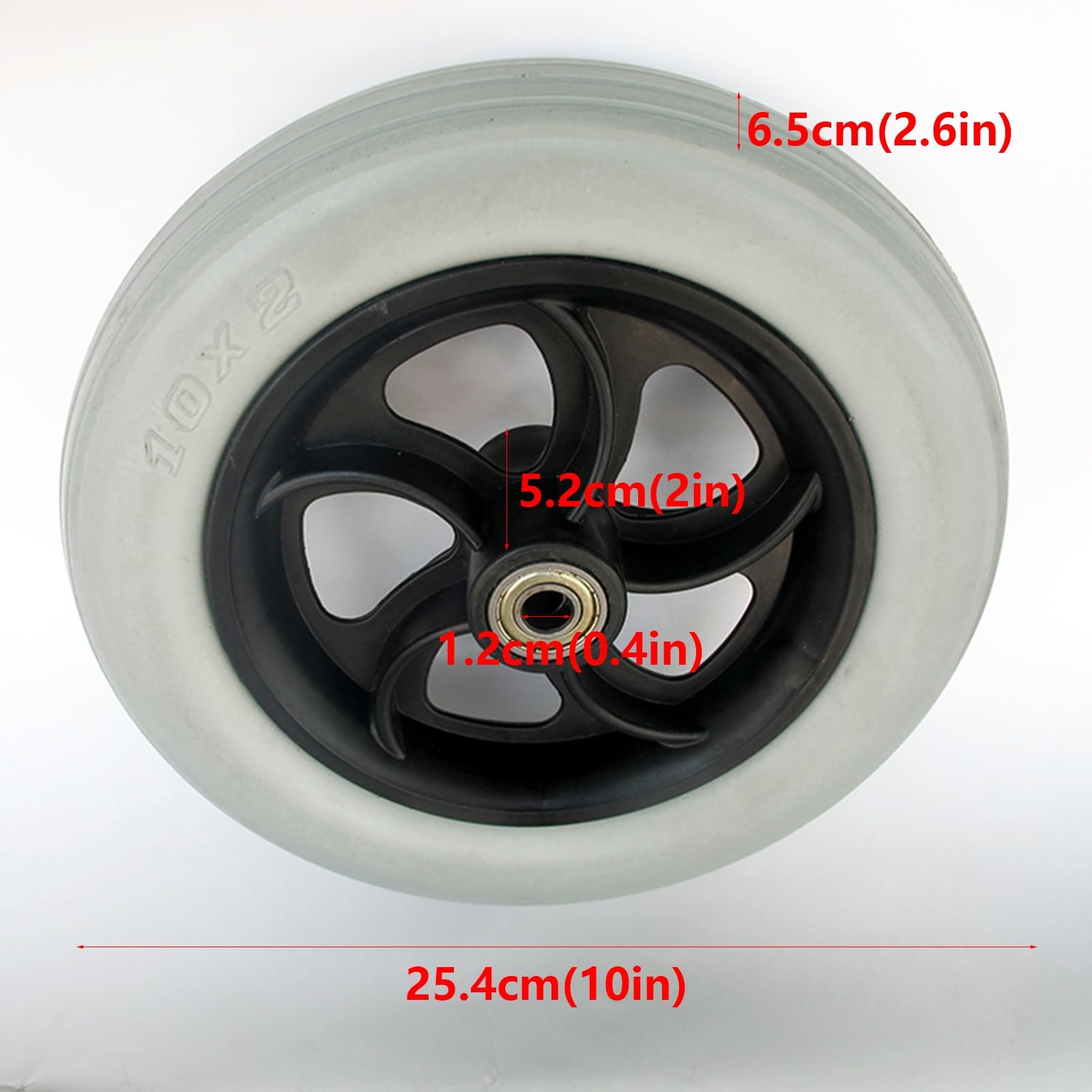 LHX One 10-inch Wheelchair Wheel Diameter 25.4cm PU Wheel with Good Wear Resistance and Elasticity Solid Electric Wheelchair Front Wheel