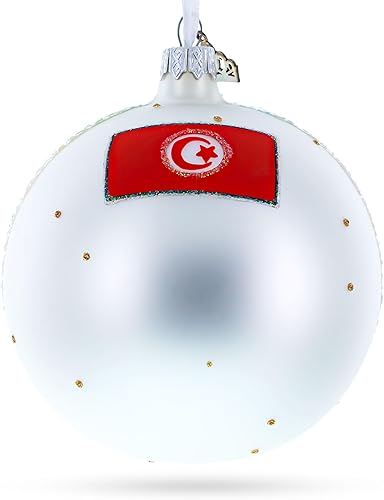 Miniatura 3 de Beach at Hammamet, adorno navideño de bola de cristal de Túnez, 4 pulgadas