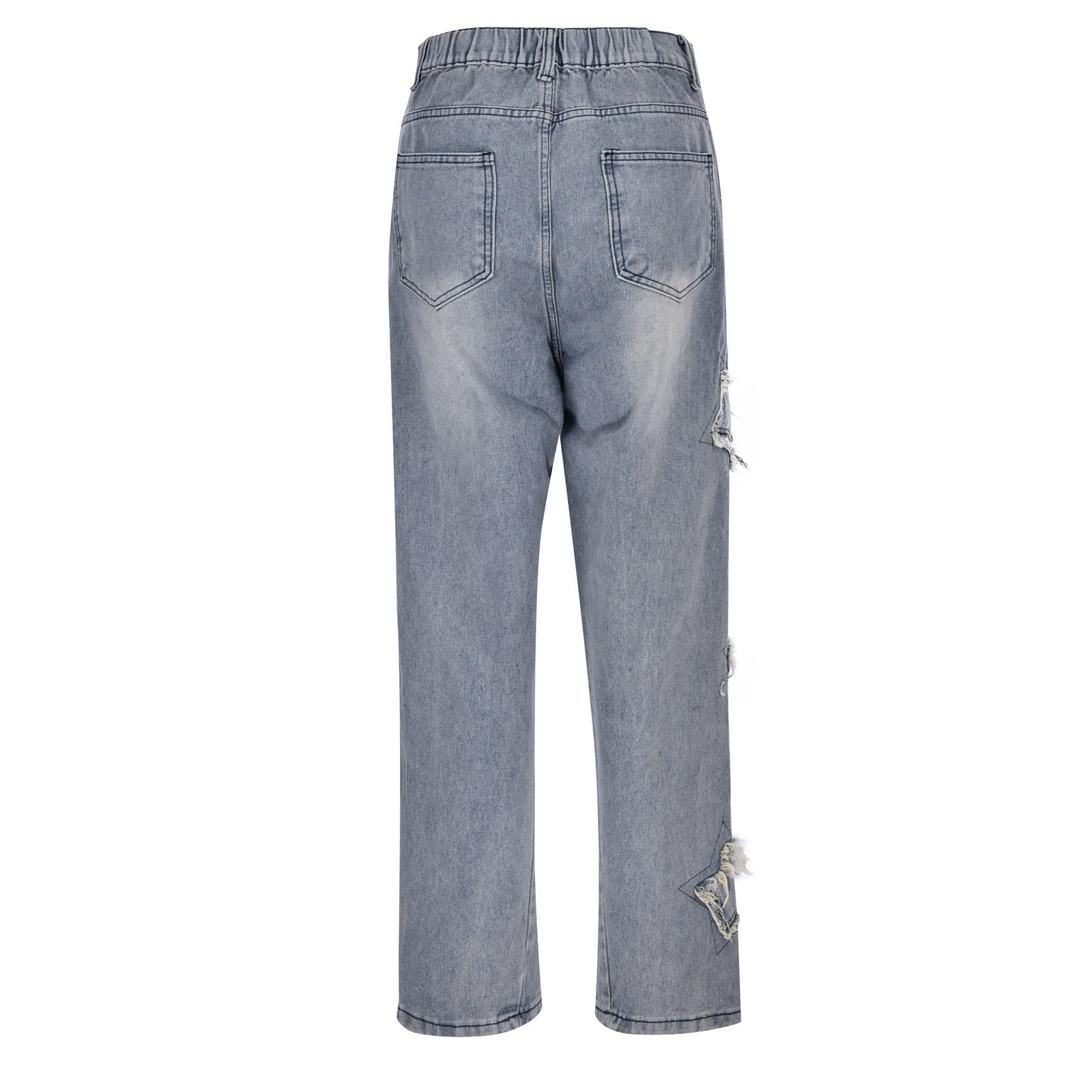 Pantalones Vaqueros Mujer Rectos Elásticos Bolsillos Verano Bootcut Mezclillas Bolsillo Deportes Campana Elefante Monocolor de con Cremallera y Parches Estrella para Primavera Otoño