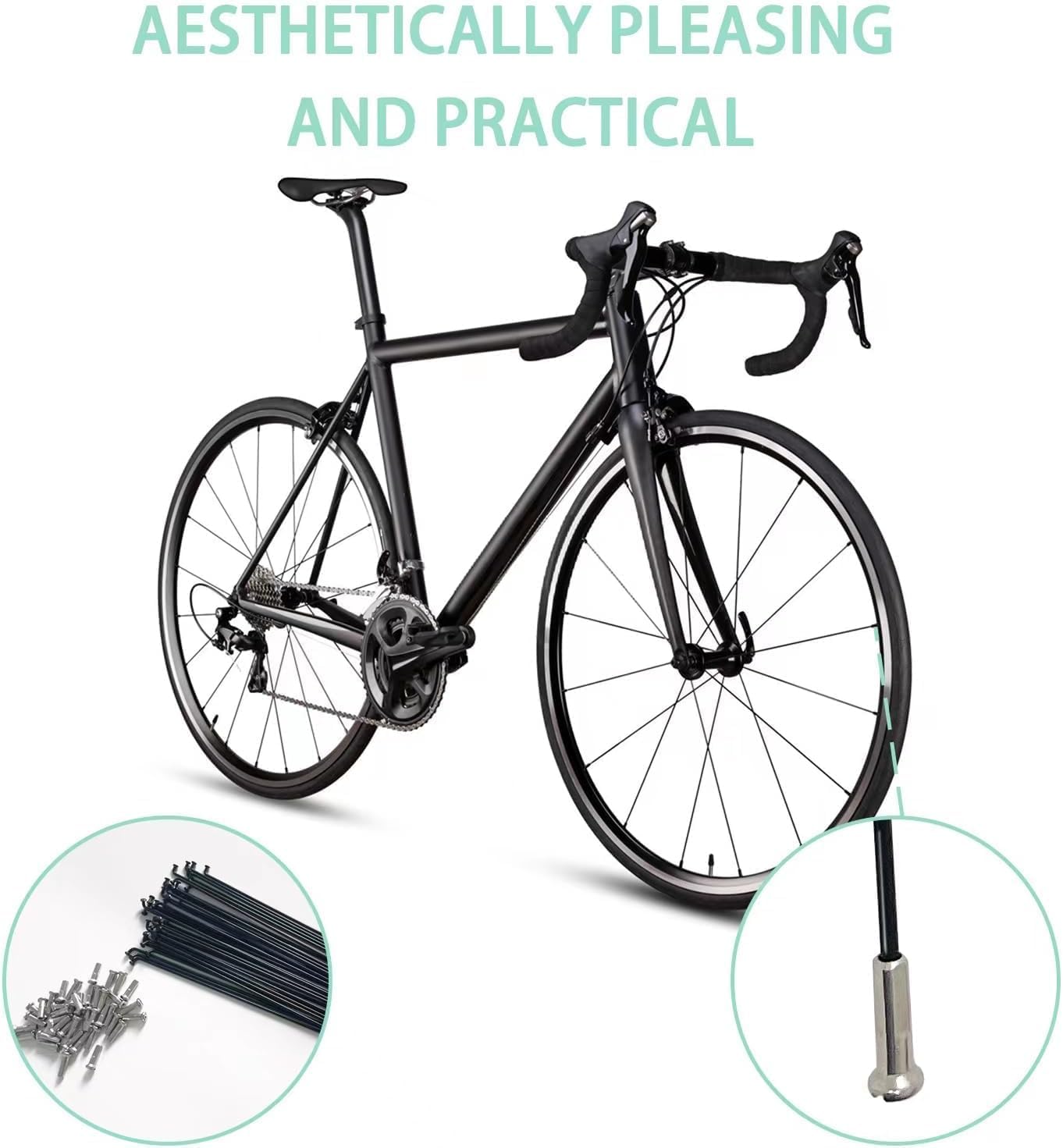 Raggi Per Bicicletta - Set Di Raggi 14G In Acciaio Zincato, Lunghezza 305mm, Capezzoli Inclusi - Per MTB, City Bike E Bici Comuni