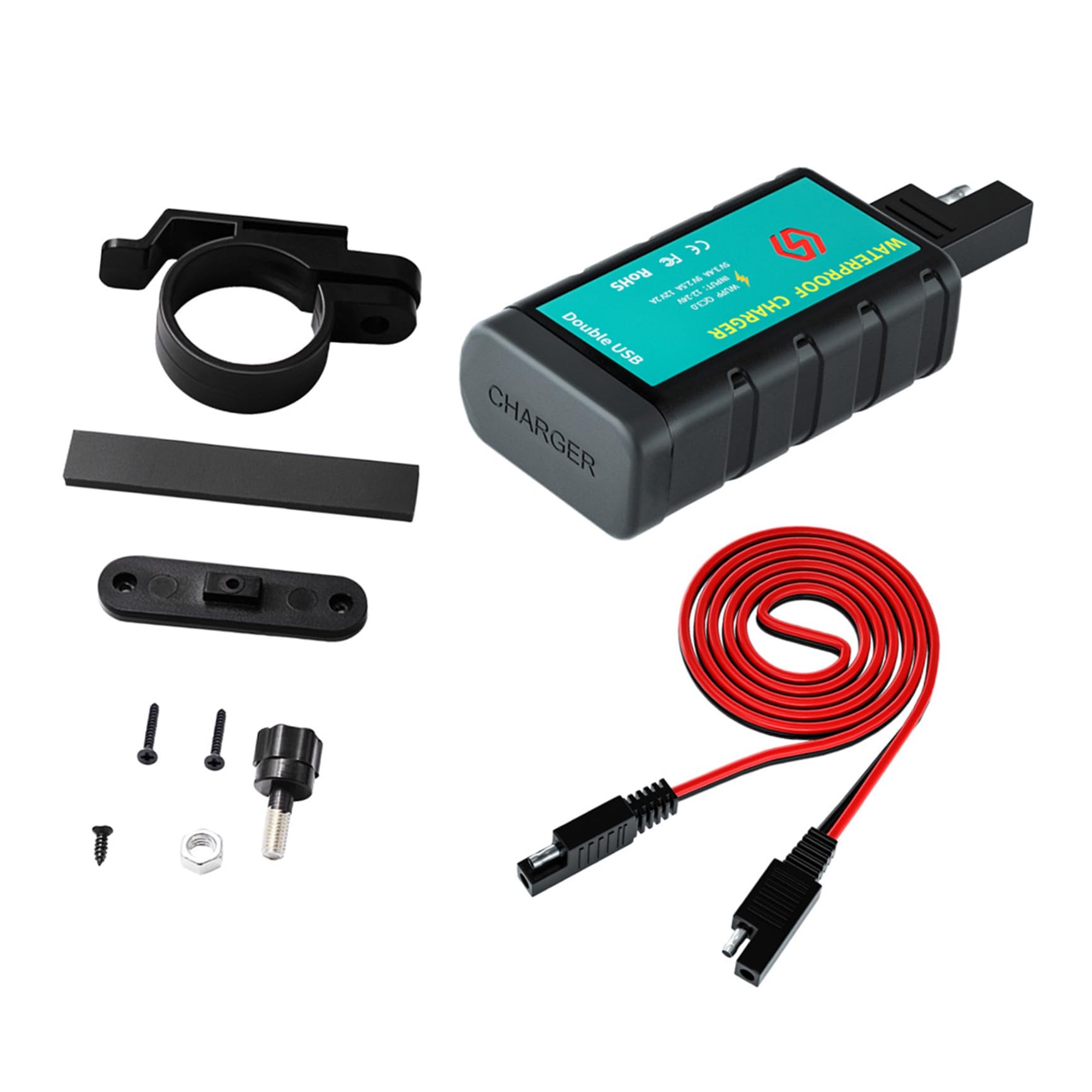 ABOOFAN Motorrad-Steckdose mit Dual-USB-buchse Kfz-ladegerät SAE Motorrad-ladeadapter wasserdichte Abdeckung für Motorrad-USB-ladegerät