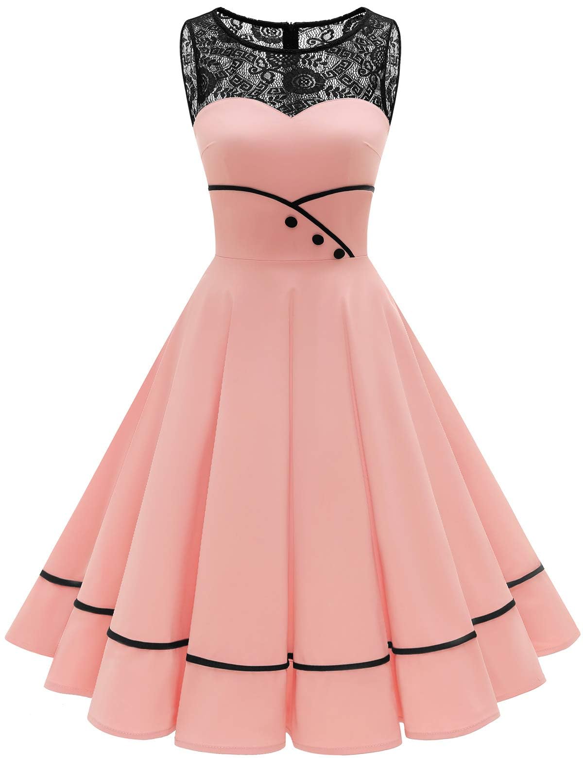 Bbonlinedress Women's 50s Vintage Floral Lace Retro Swing Dress
