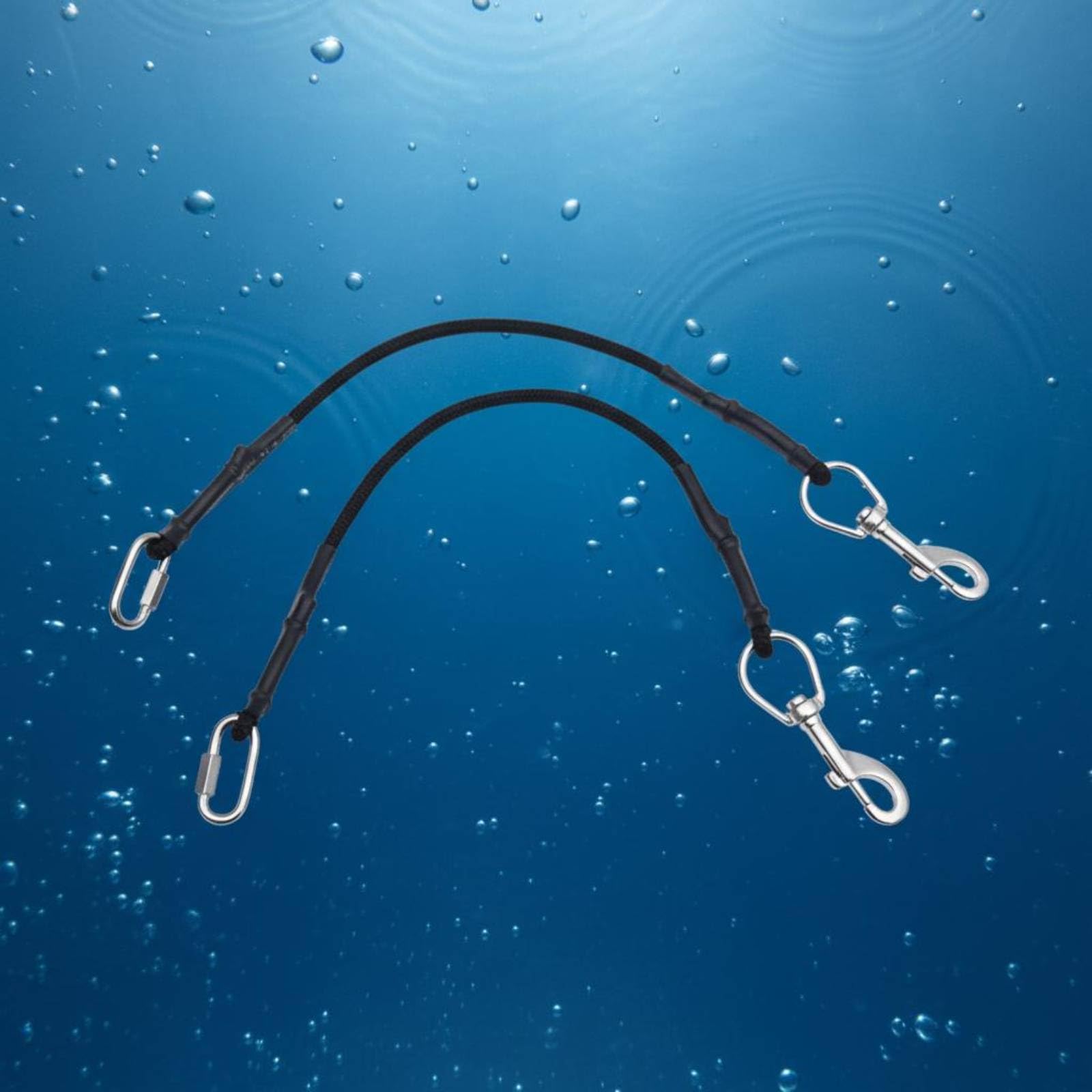 rockible Sangle de Bouteille de Plongée Lanière Bungee Harnais Paire de Leash avec Mousquetons INOX 316 Maintien Compact et Poids Léger Adaptée aux d'Entraînement et aux Sorties Récifales 52cm