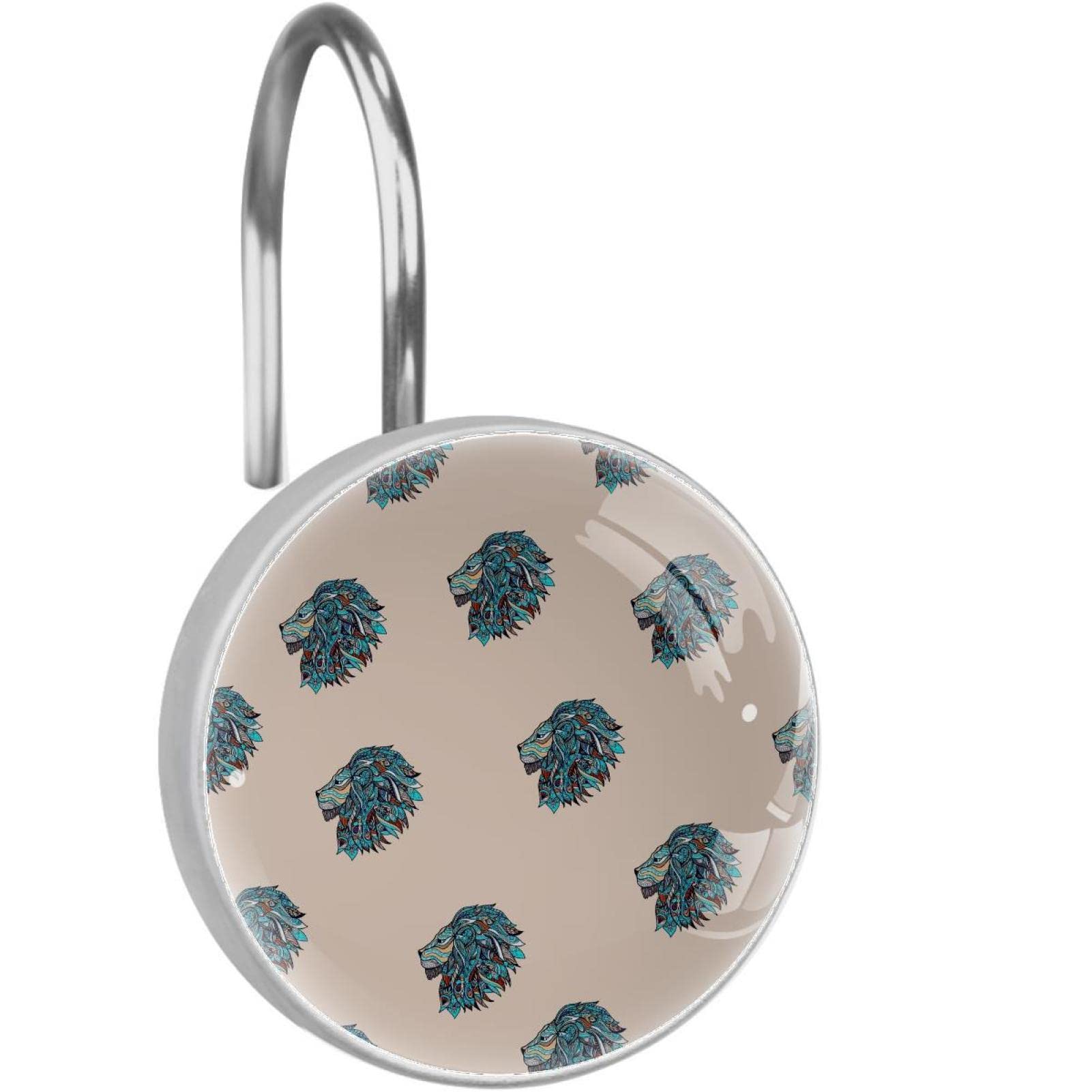 Crochets de rideau de douche lion en acier inoxydable x12 pour salle de bain