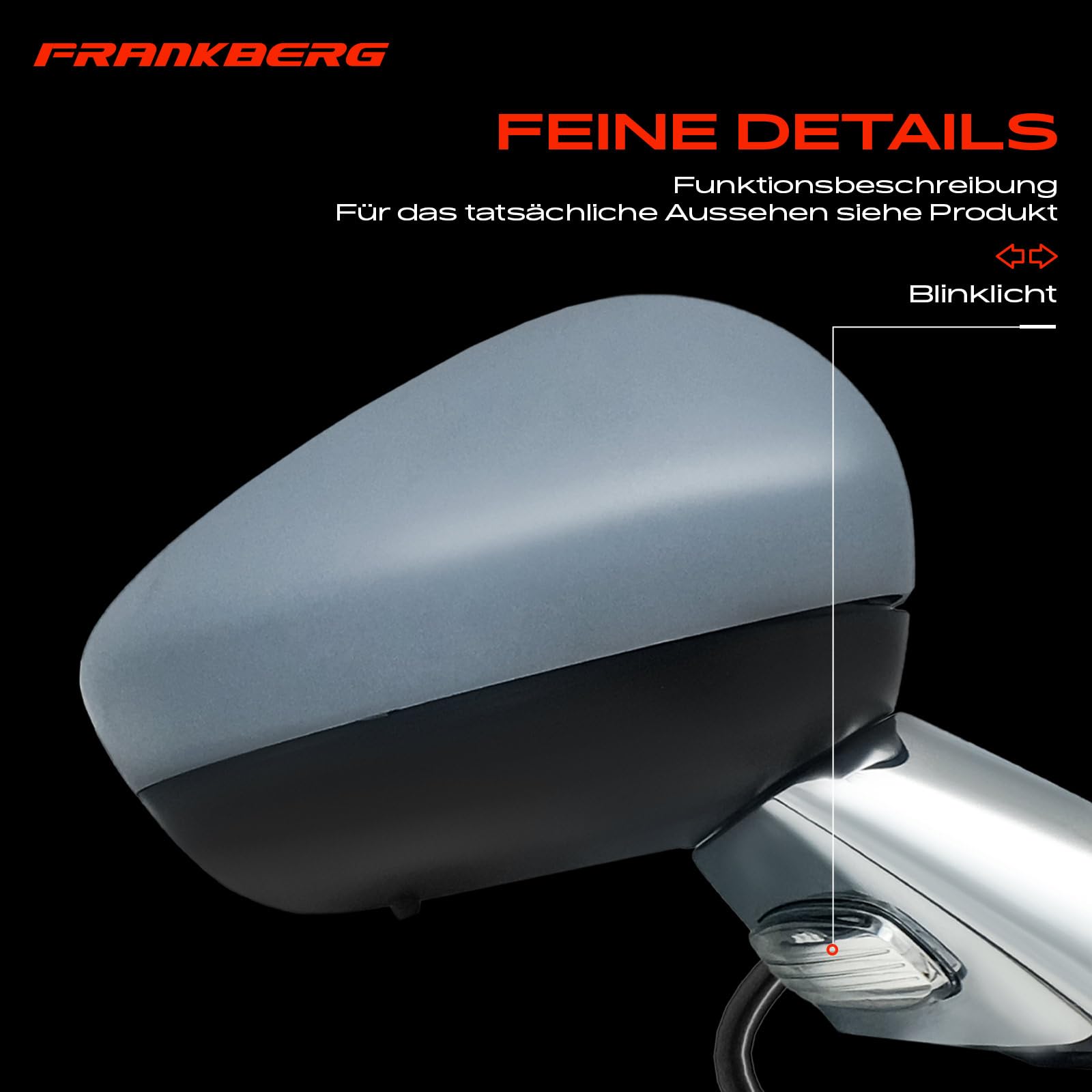 Frankberg Specchio Specchietto Retrovisore Elettrico destra 9-Poli &-Riscaldabile &-Sensore di temperatura &-Luce lampeggiante Compatibile con DS3 SA (09-15) DS3 Cabriolet (13-15)