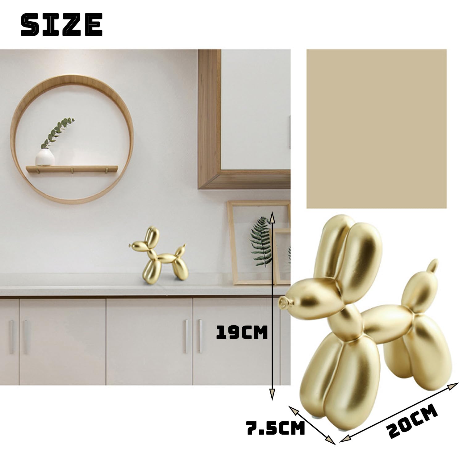 PIGPIGFLY Resin Balloon Dog Sculpture,Creative Cute Animal Crafts Figurine Balloon Dog Shaped Statue,Home Store Decoration,Modern Living Room Ornaments(Gold) - Image 3