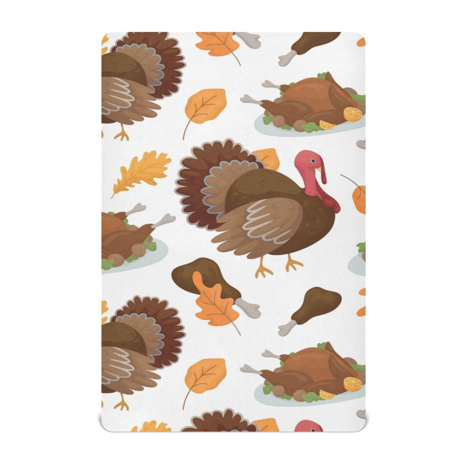 Moudou Thanksgiving Turkey Playard Sheet for Boy Girls, Soft Breathable Fitted Toddler Sheet for Standard Playard Bed Mattress, 39 x 27 x 5 Inch