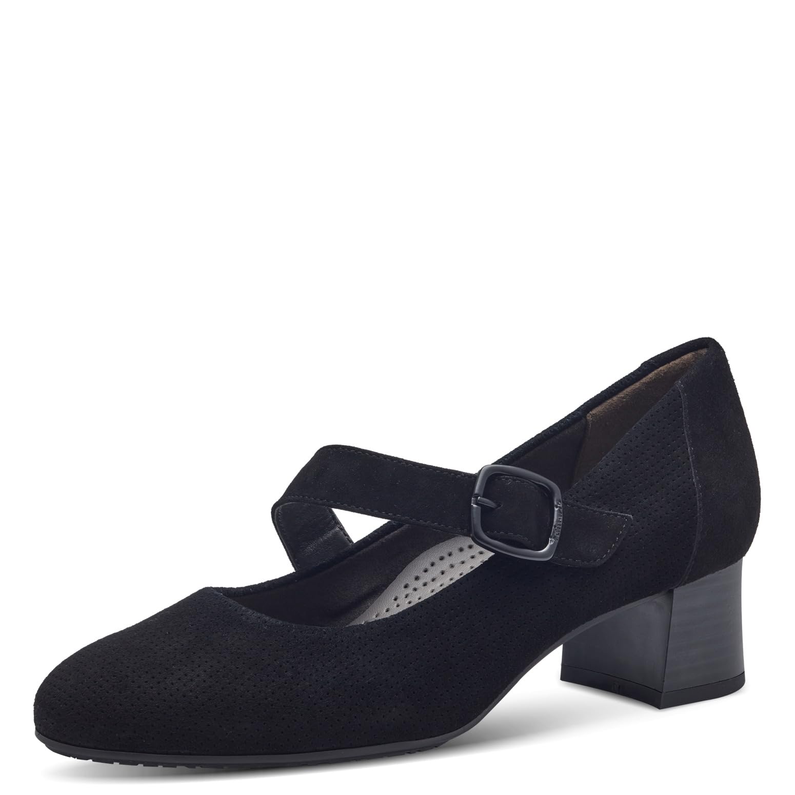 Tamaris Comfort Women’s Pumps with Strap Mary Jane Leather, Black, 6 UK