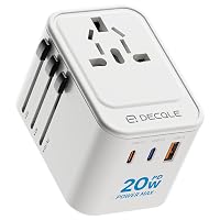 decqle Adattatore Universale da Viaggio, con 2 USB-C(PD 20W)