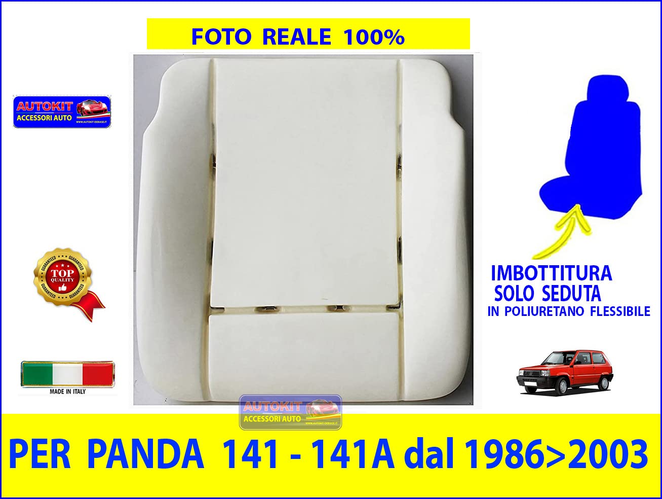 Generico Sedile Panda 141 Prodotte dal 1986>2003 Imbottitura in Poliuretano Flessibile Solo Seduta Completo di Molle Rinforzate per Sedile - 20109SE - AK141
