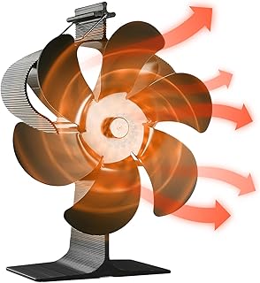 Altueey Wood Stove Fan, Log Burner Fan 6 Blades, Silent Mini Wood-burner Fan for Wood Burning Stove, Heat Powered Eco Fire Fans for Wood/Log Burners/Fireplace Fan for Large Room Heat Circulation