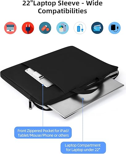 Miniatura 10 de EVICIV - Funda protectora para laptop de 18.5 pulgadas, bolsa protectora de 360 con cremallera de bolsillo para monitor de 15.6 a 18.5 pulgadas, HP