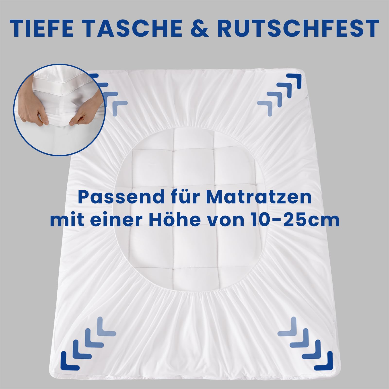 DUANDUAN Matratzen Topper 90x200 cm, Extra Dicker Matratzenauflage, Weich | Atmungsaktive Gesteppte Topper mit tiefe Tasche, Maschinenwaschbarer Matratzenschoner, für Matratze,Boxspringbett, Schlafsofa