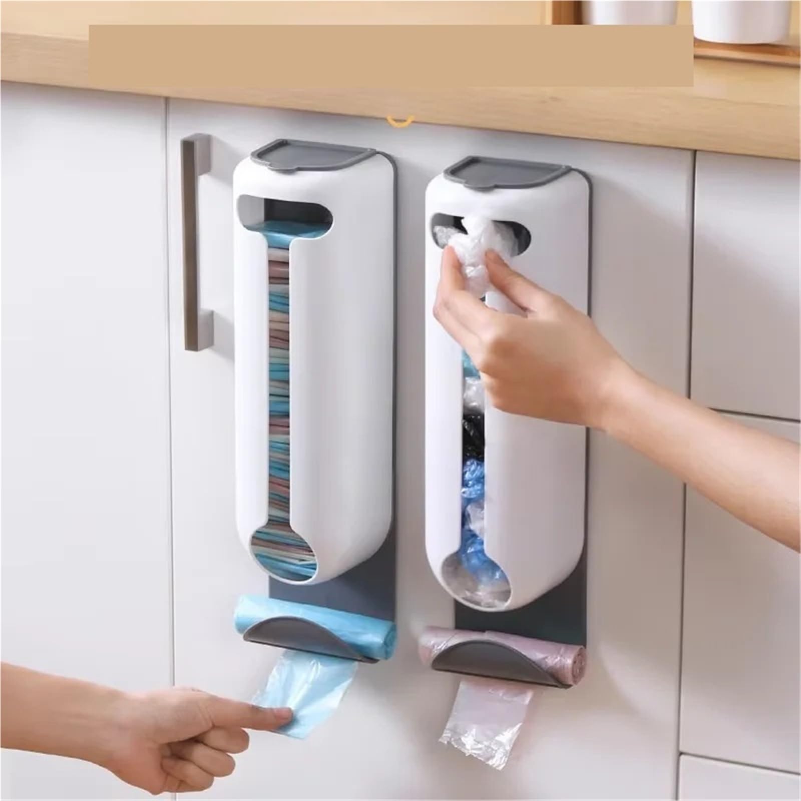 Dispensador de Bolsas plástico montado en la Pared, Organizador for Cocina y hogar, fácil Acceso, Caja Almacenamiento Basura Que Ahorra Espacio, 2 uds para Cocina y Baño