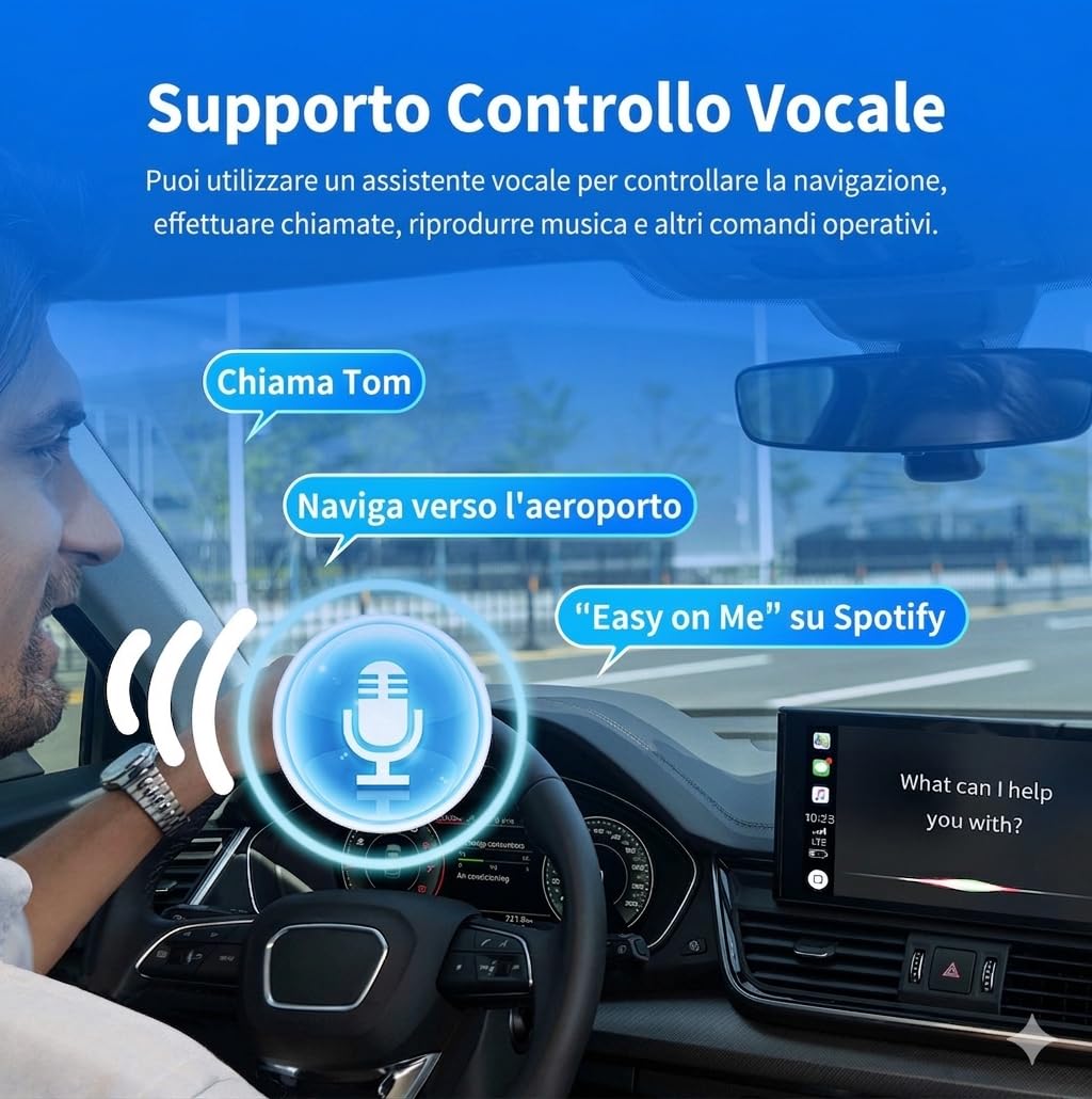 Adattatore CarPlay Wireless, adatto per Veicoli Dotati di CarPlay cablato, la funzionalità Plug and Play consente una Connessione rapida e stabile CarPlay Wireless, Dotato di Adattatore di Tipo C