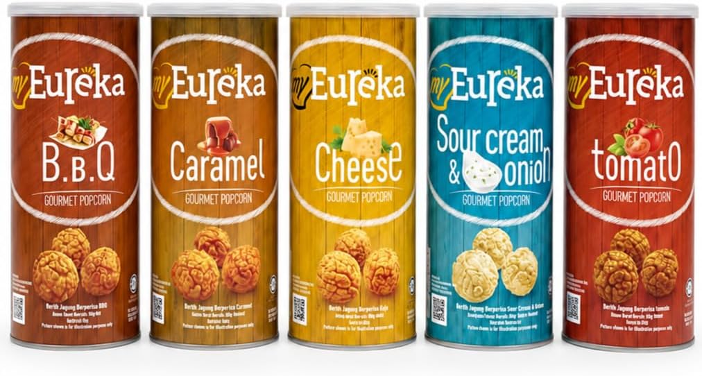 【myEureka Popcorn | マイ ユーレカ】プレミアムグルメポップコーン 5フレーバーセット | キャラメル・トマト・チーズ・BBQ・サワークリーム