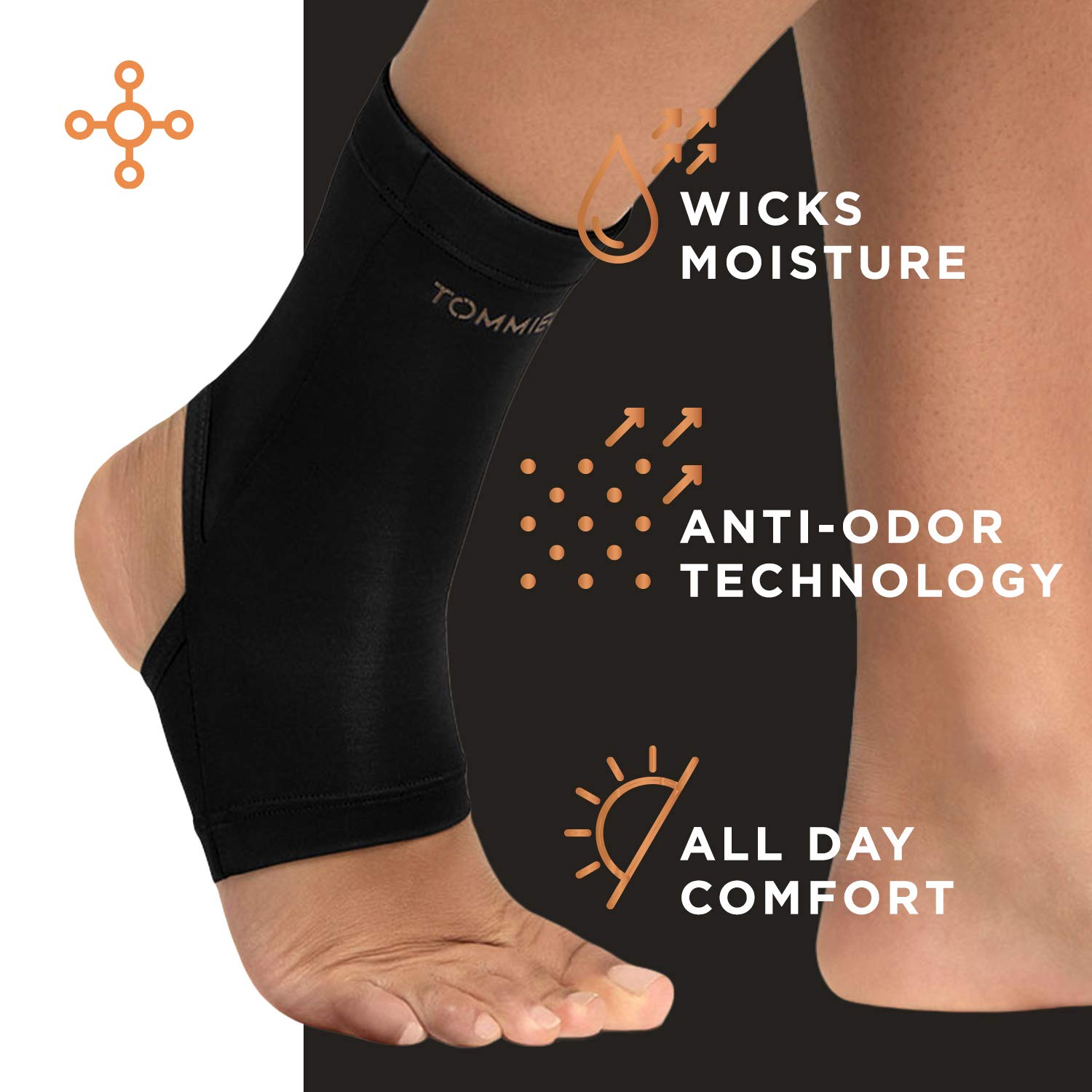 Tommie Copper Unisex Core Compression Ankle Sleeve - Black, Large : Health & Household