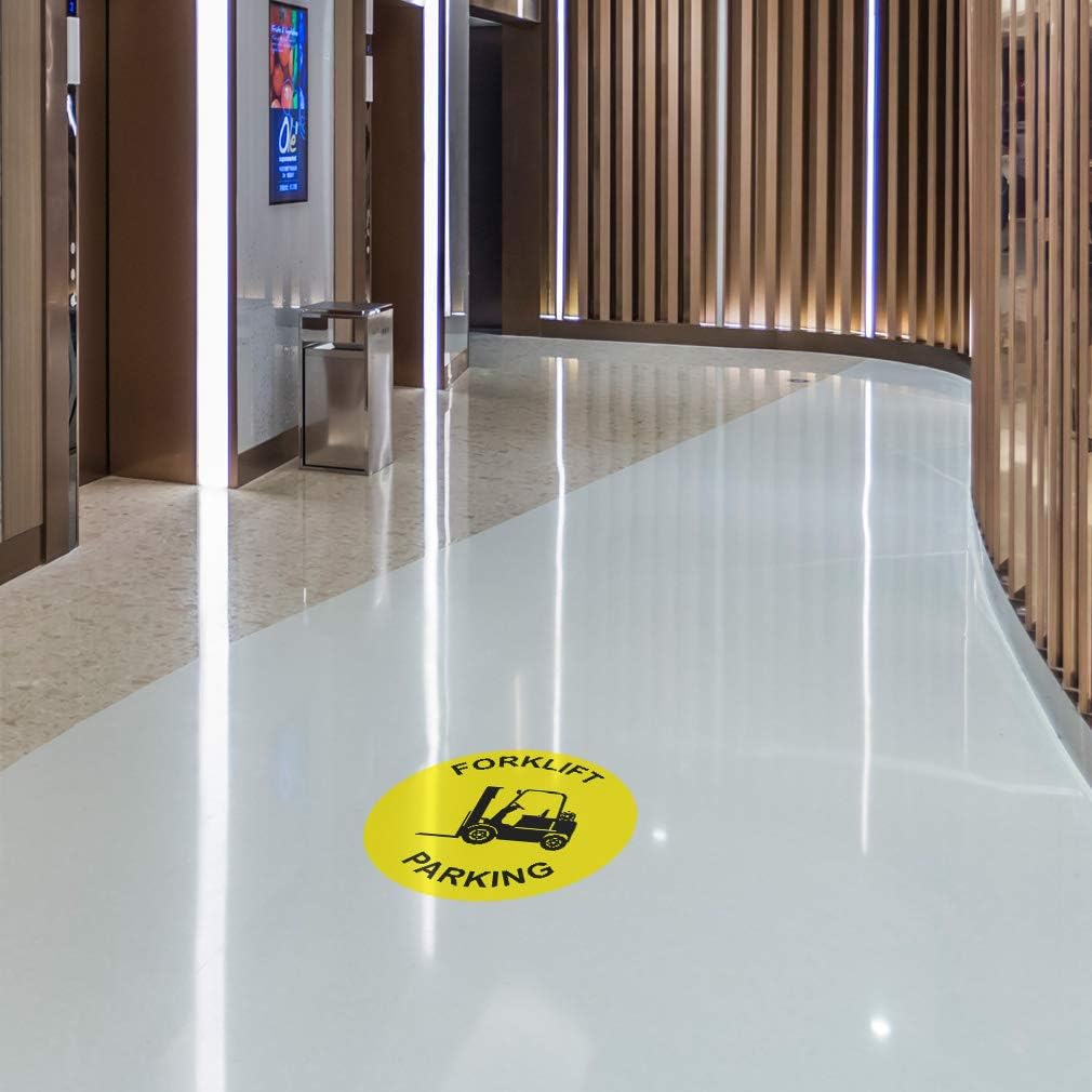 Forklift Parking Signs Floor Decals Yellow Anti-Slip Round Shape A Business Industrial Stickers 17Inches Longer Side