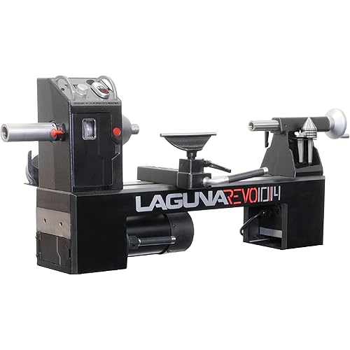 New! 10" Revo 10|14 Benchtop Lathe - 1 HP PWM Motor, Auxiliary 120V Outlet, Projected Bearing Cone.