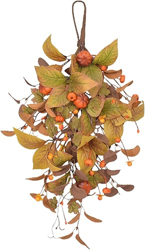 Botín de cosecha de otoño de 20 pulgadas, botín artificial de arce de otoño, día de Acción de Gracias, Halloween, lágrima decorativa, decoración de