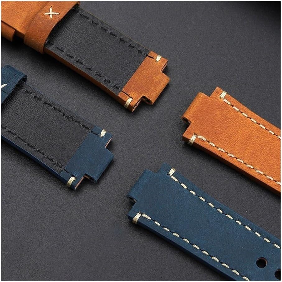 Vintage matte leather watchband with curved convex buckle, suitable for 7730 and 7740