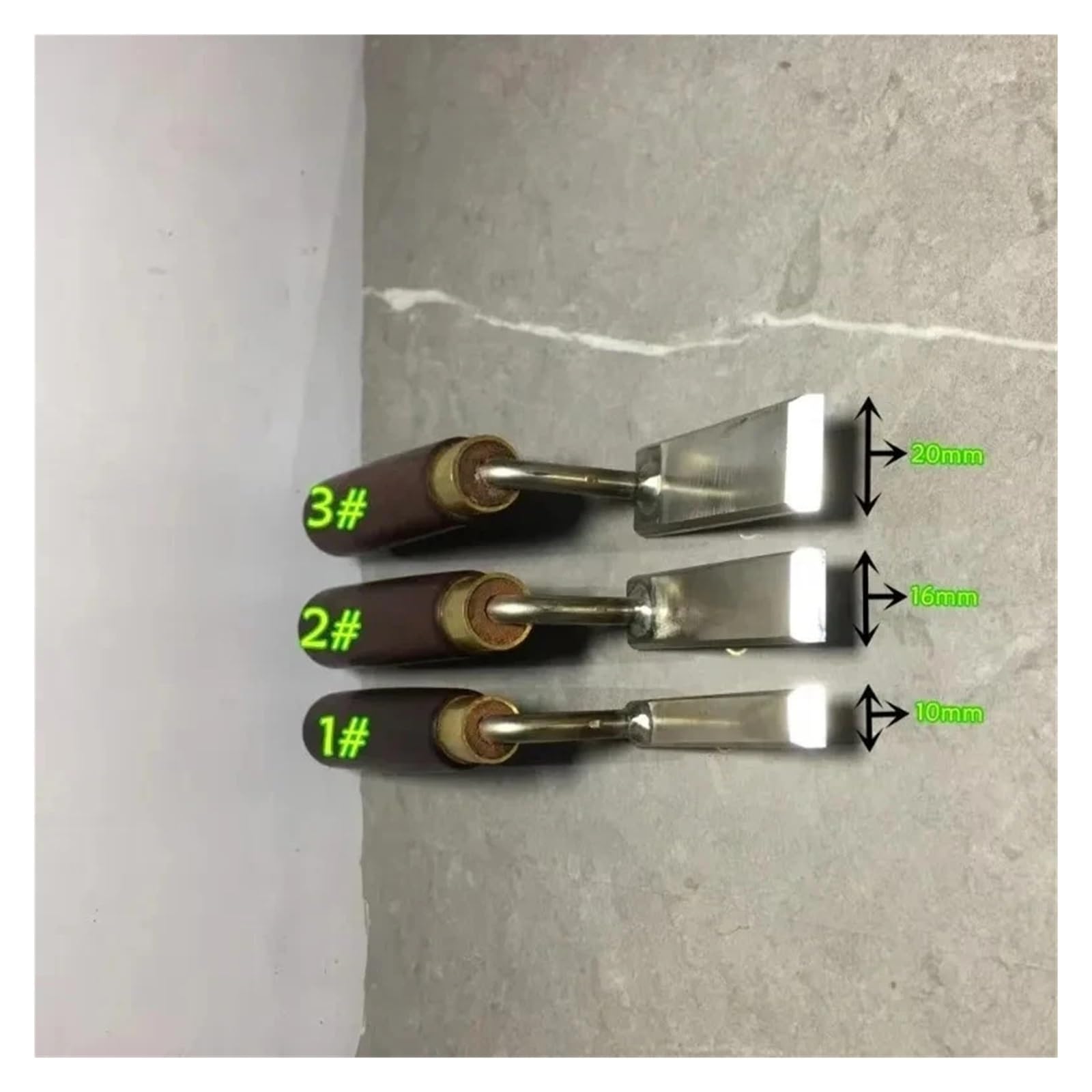 Cinceles for Tallar Cuello Largo, 1/3 Uds., 10/16/20mm, Corte De Ranura for Carpintería, Base Alta Especial, Pala, Cuchillo Cisne Fondo Plano(3 pcs)