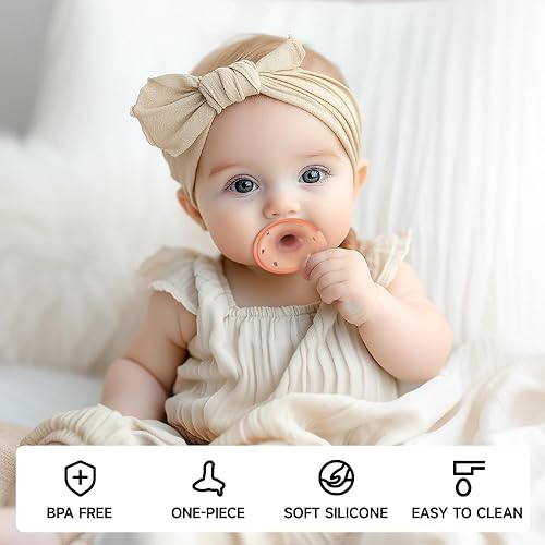 Miniatura 5 de Chupetes para bebés de 0 a 6 meses, chupetes de silicona sin BPA de una pieza para recién nacidos, para bebés amamantados, 2 unidades