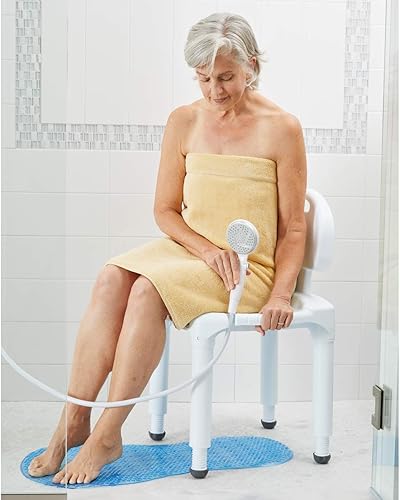 Miniatura 3 de Carex Asiento de baño y silla de ducha con respaldo para personas mayores, silla de baño para ancianos, discapacitados, discapacitados y personas