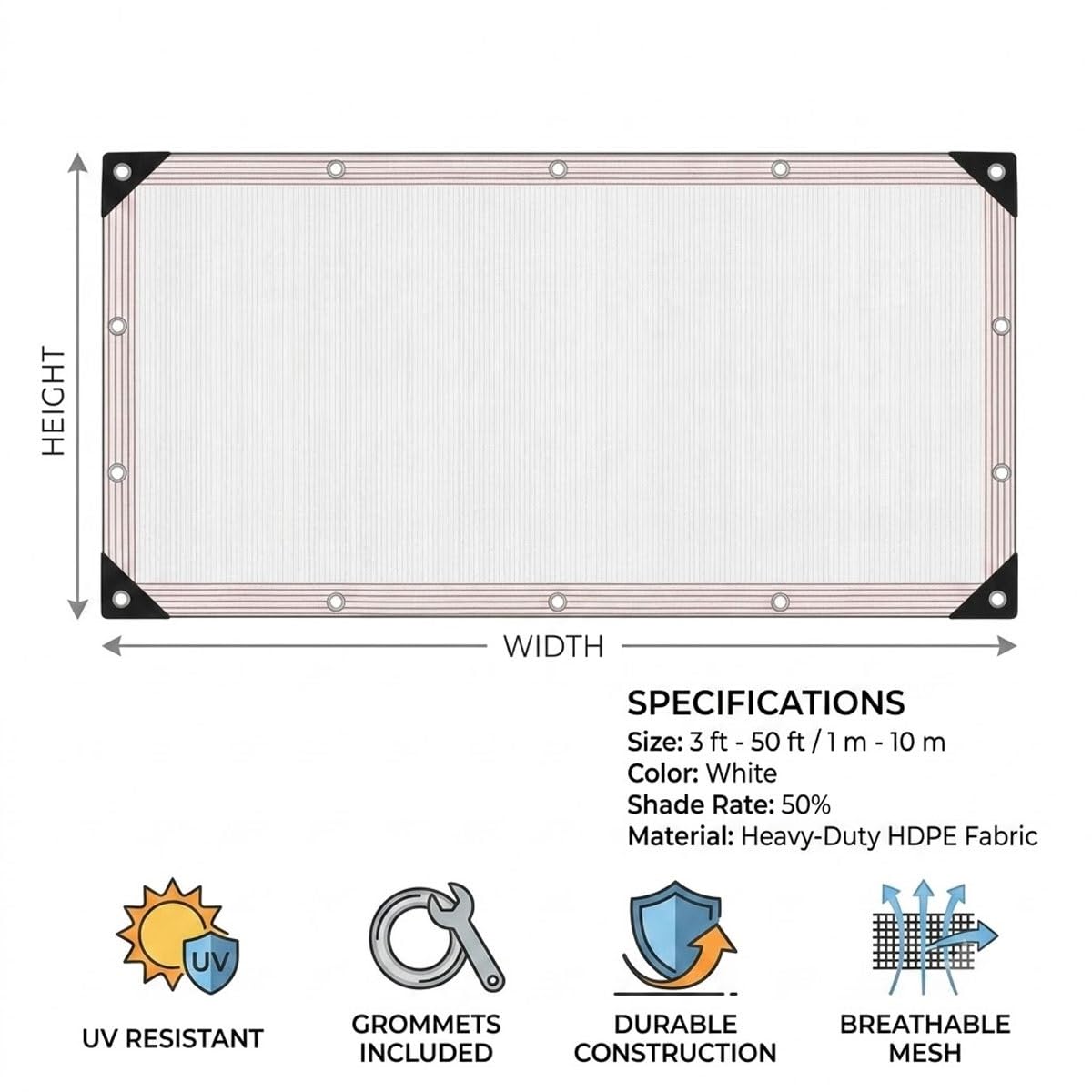 Genérico Malla Sombreo, Red de Sombreado Resistente Al UV 1.5m 2 2.5m 3 3.5m 4m 5m 6.5m 8m 10m Malla de Sombreo Exterior con Ojales, Pergola Jardín Invernadero,Toldos Exterior Terraza(3.5x2.5m)