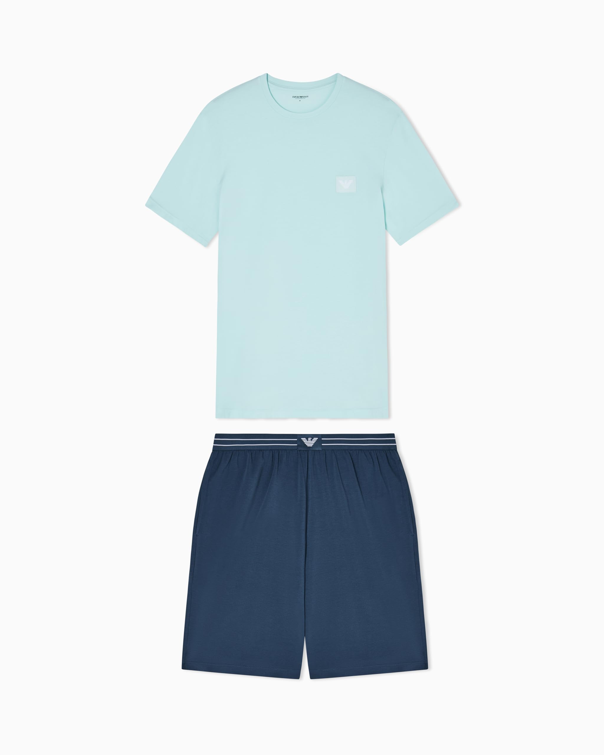 Emporio Armani Herren Aqua/Orion T-Shirt+Shorts Pyjama Pyjamaset, L