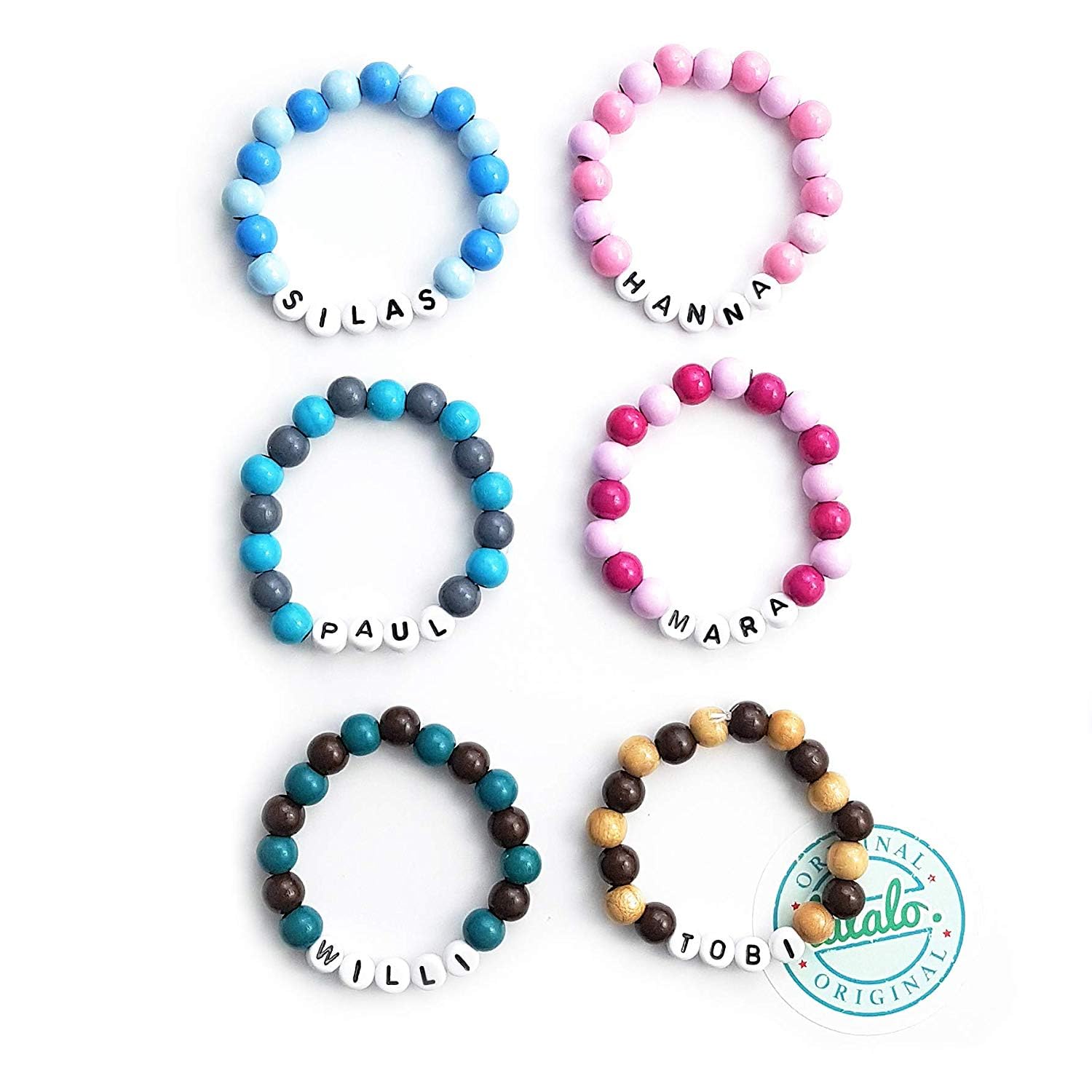 LALALO Baby Armband mit Namen mit Gravur für die Taufe, Foto-Shooting, Geburtsarmband - Namensarmband Taufarmband - Kinderarmband (Blau)