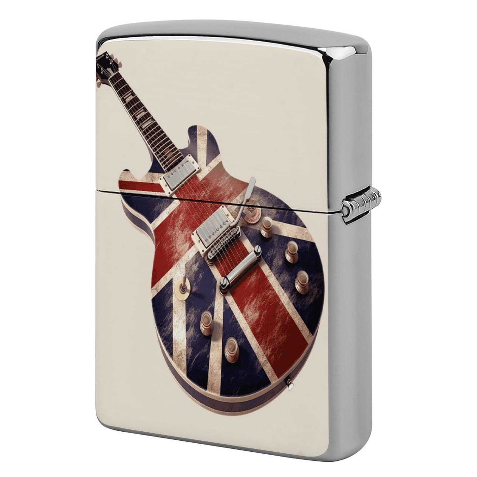 Btcowzrv Style Guitar British Flag Metal Lighter Case Sleeve Cover Holder