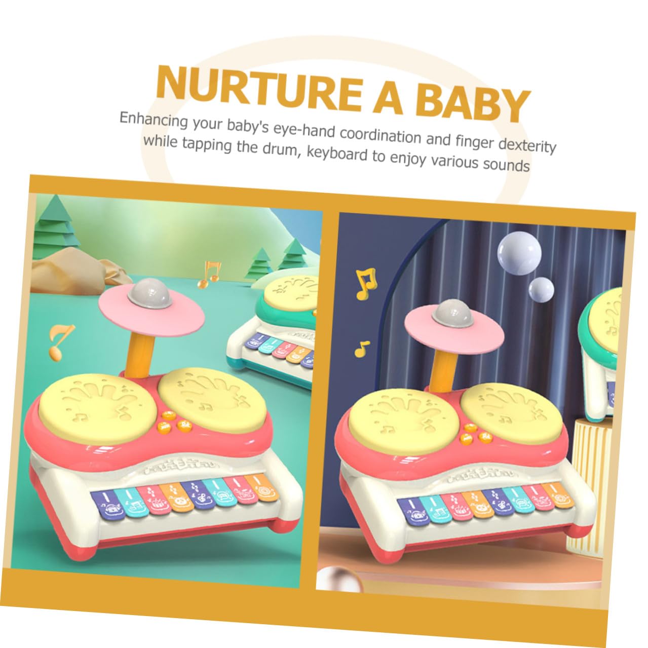 Multifuncional Instrumento de Percusión Infantil Rosa para Niños | Plástico, 3 Pilas Aa No Incluidas, Coordinación Ojo-mano y Destreza Digital, para Peques y Edades Tempranas