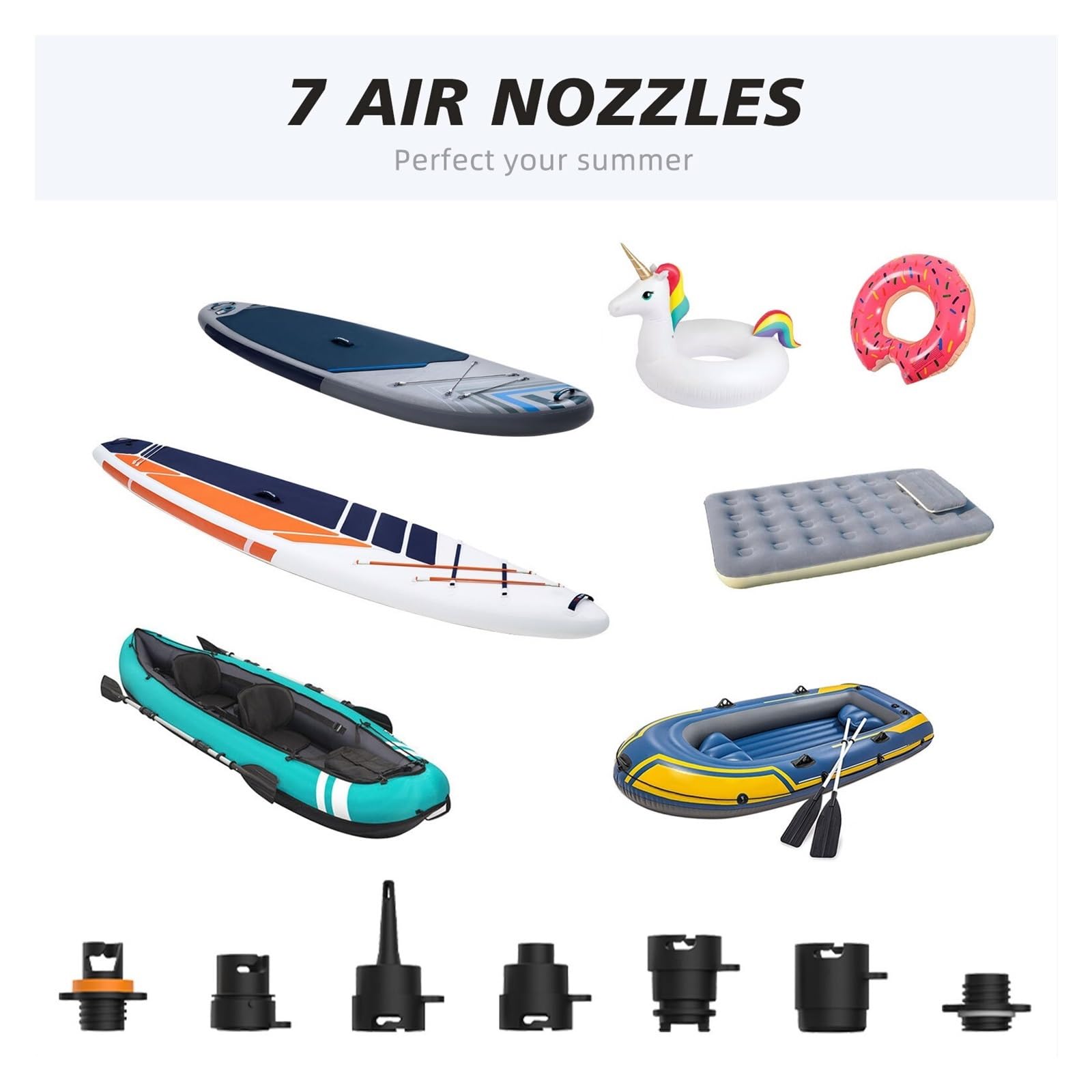 Pompa Elektryczna Elektryczna Pompka Powietrza Z Akumulatorem 7800 MAh 20 PSI Max. Akumulatorowa 12 V DC Podłączenie Do Samochodu Pompka Do Desek Surfingowych I Kitesurfingowych Szeroki Zakres Zastoso