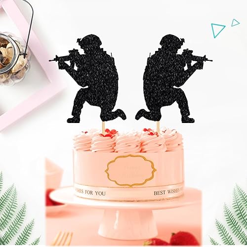 Miniatura 3 de 24 piezas de decoración de cupcakes de paintball para fiesta deportiva, baby shower, fiesta de cumpleaños, boda, fiesta, suministros de cartón negro