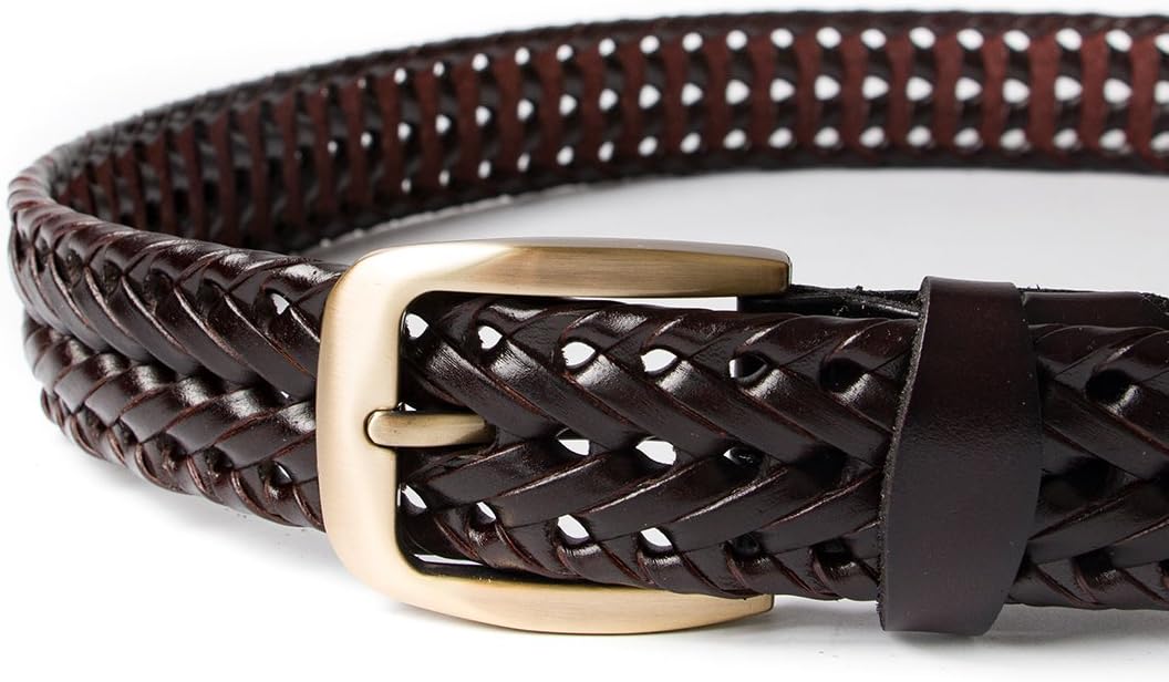 Men Braided Woven Genuine Leather Belt - Image 4