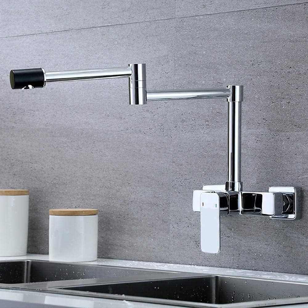 Black Wall Mounted Kitchen Mixer tap,2-Mode Folding Copper,for Sink Laundry,rotatable hot and Cold,Wall-Mounted Faucet(5)