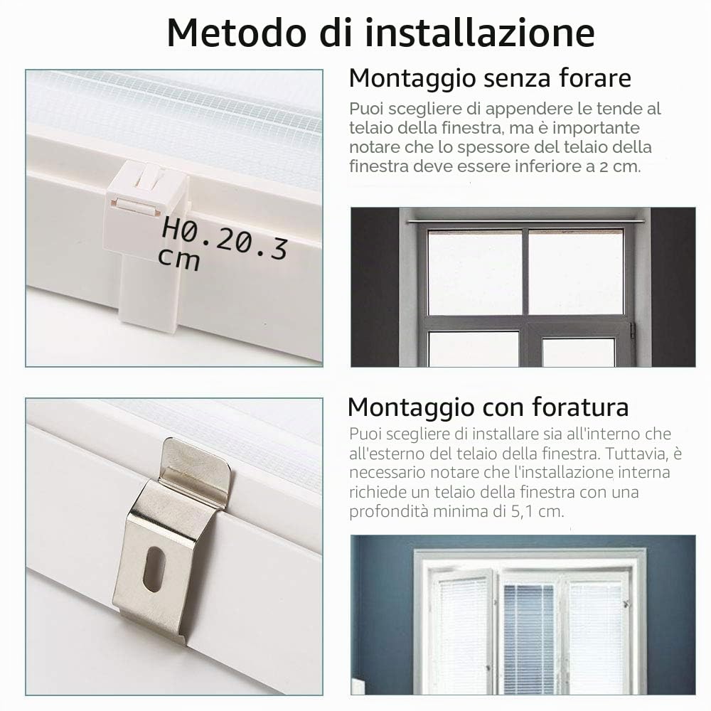 SMONTER LUCKUP - Tenda a rullo Zebra, fissaggio facile, con accessori di montaggio, avvolgibile, Fibra tessile, bianco, 45CM×150CM