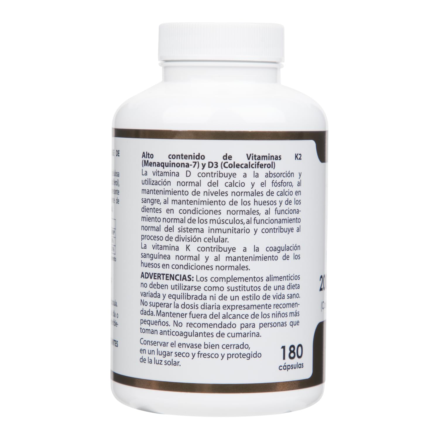 Equisalud - Holovit Vitamina D3 2000 UI y K2 (MK-7) 60 µg - 180 Cápsulas - Favorece el Mantenimiento de Huesos y Sistema Inmunitario