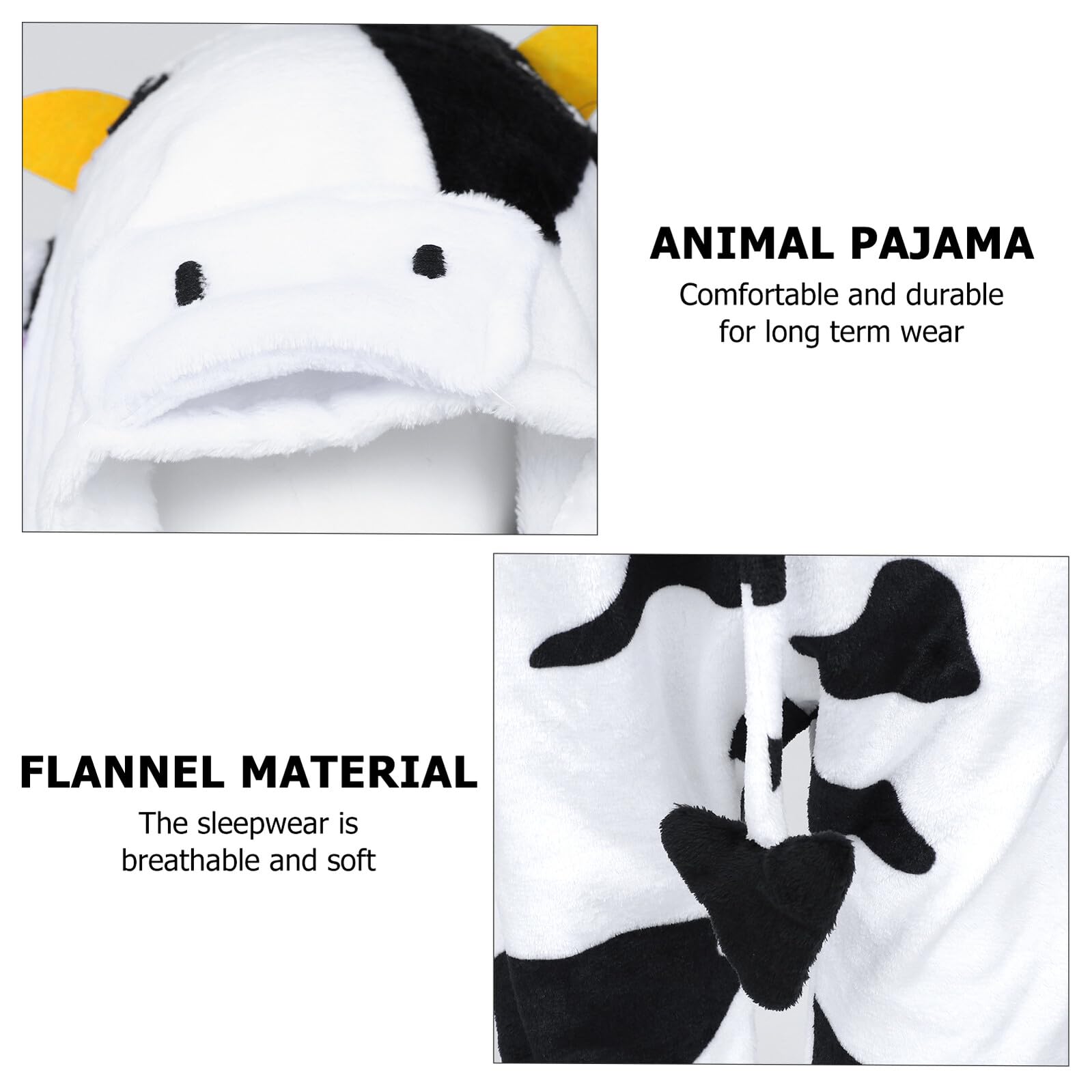 FRCOLOR Pigiama Bambina Invernale in Flanella Motivo Mucca Cartoon Unisex Morbido e Traspirante per Casa e Cosplay