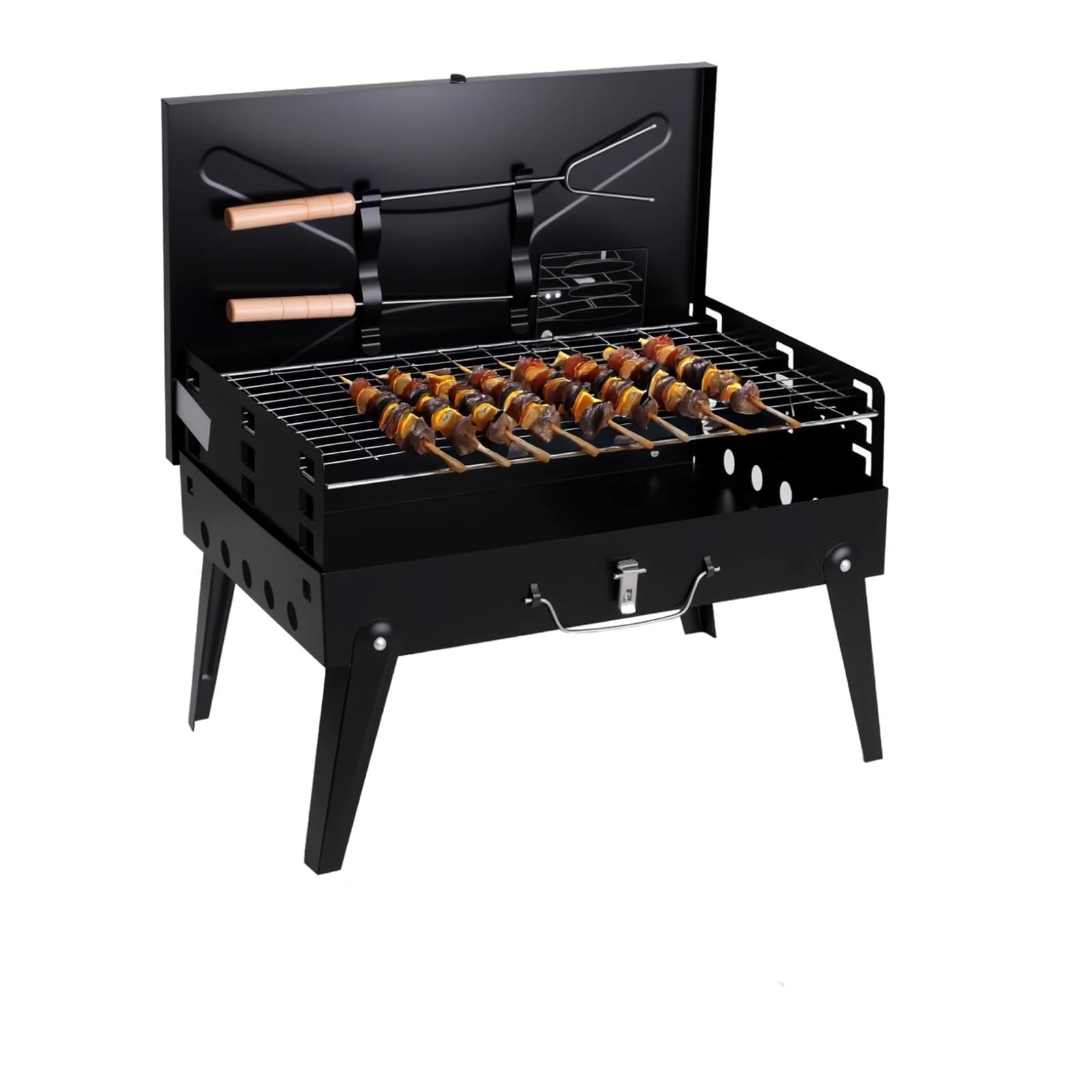 Lhsjyg One Color Barbecue Grill Portable Charcoal Grill Foldable Bbq With Adjustable Heights Compact Easy To Clean