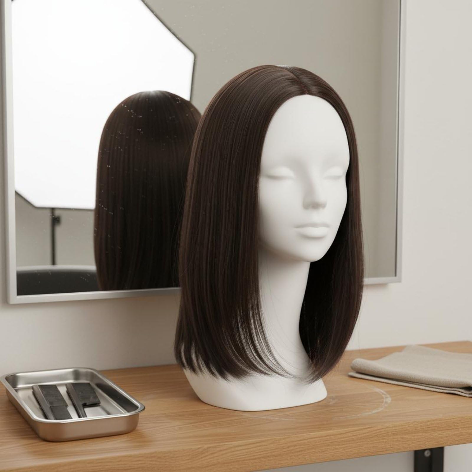 Milageto Testa per Parrucca Manichino Supporto Testa per Parrucche Busto per Cappelli con Superficie Aderente per Styling E Presentazione Pulita Adatta a Saloni Negozi Vetrine Casa , Nero Velluto