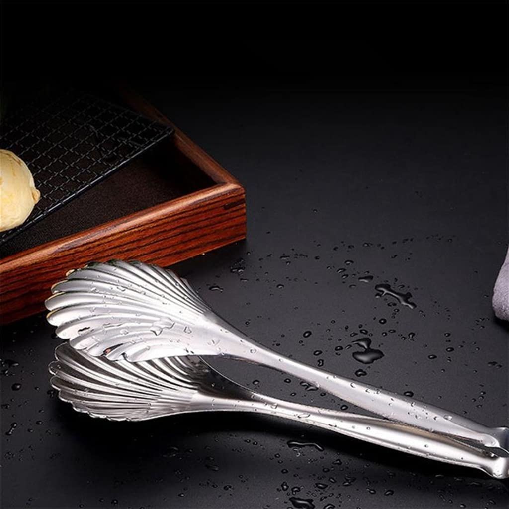 MRKU 2 Pinzas para Servir con Forma de Concha de Acero Inoxidable para cocinar Pan y Barbacoa.