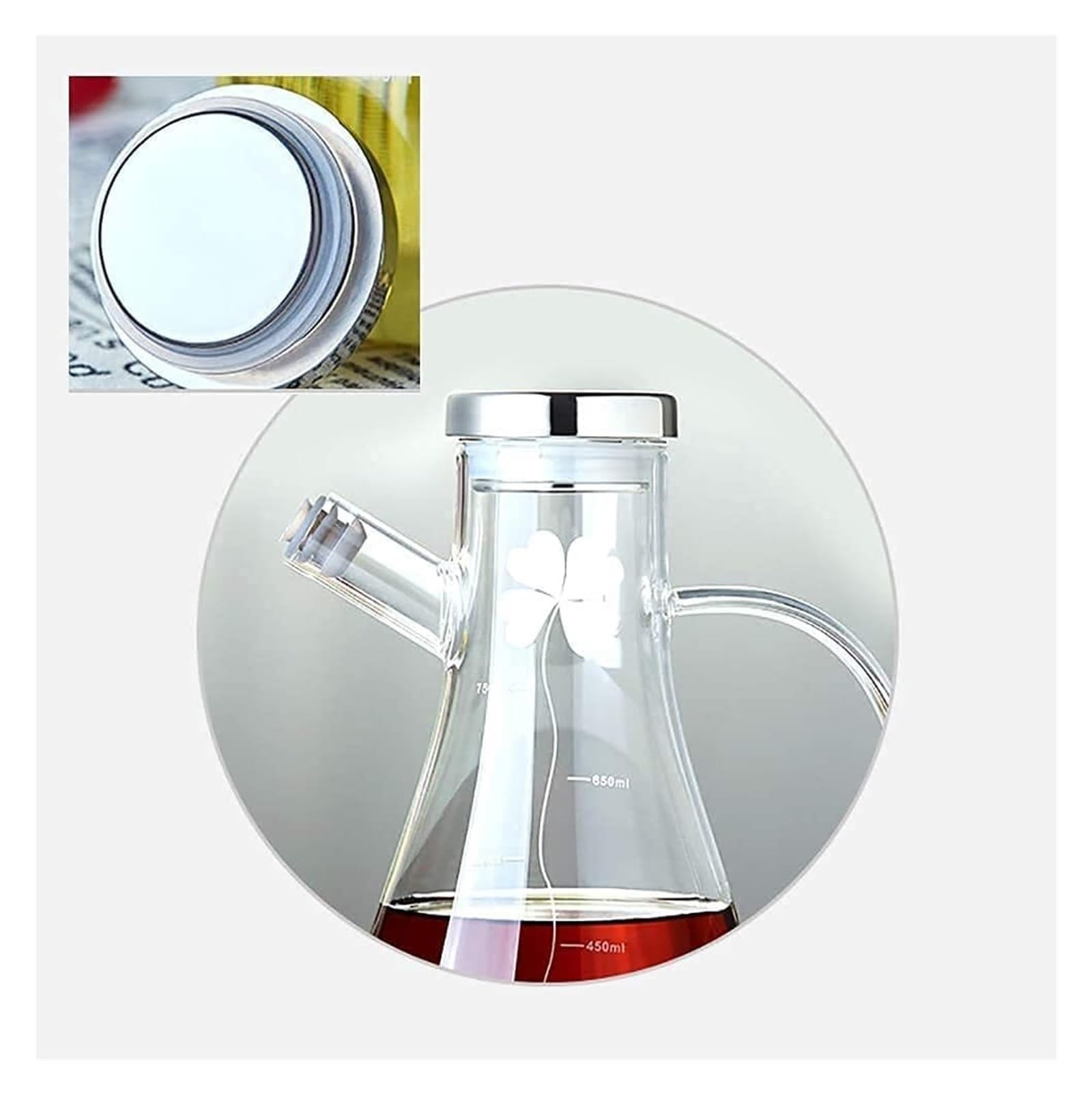 Distributore di Olio E Aceto, Dispenser di Olio E Aceto, Bottiglia di Vetro per Olio E Aceto con Beccucci Versatori, Contenitore per Salsa di Soia,550ML