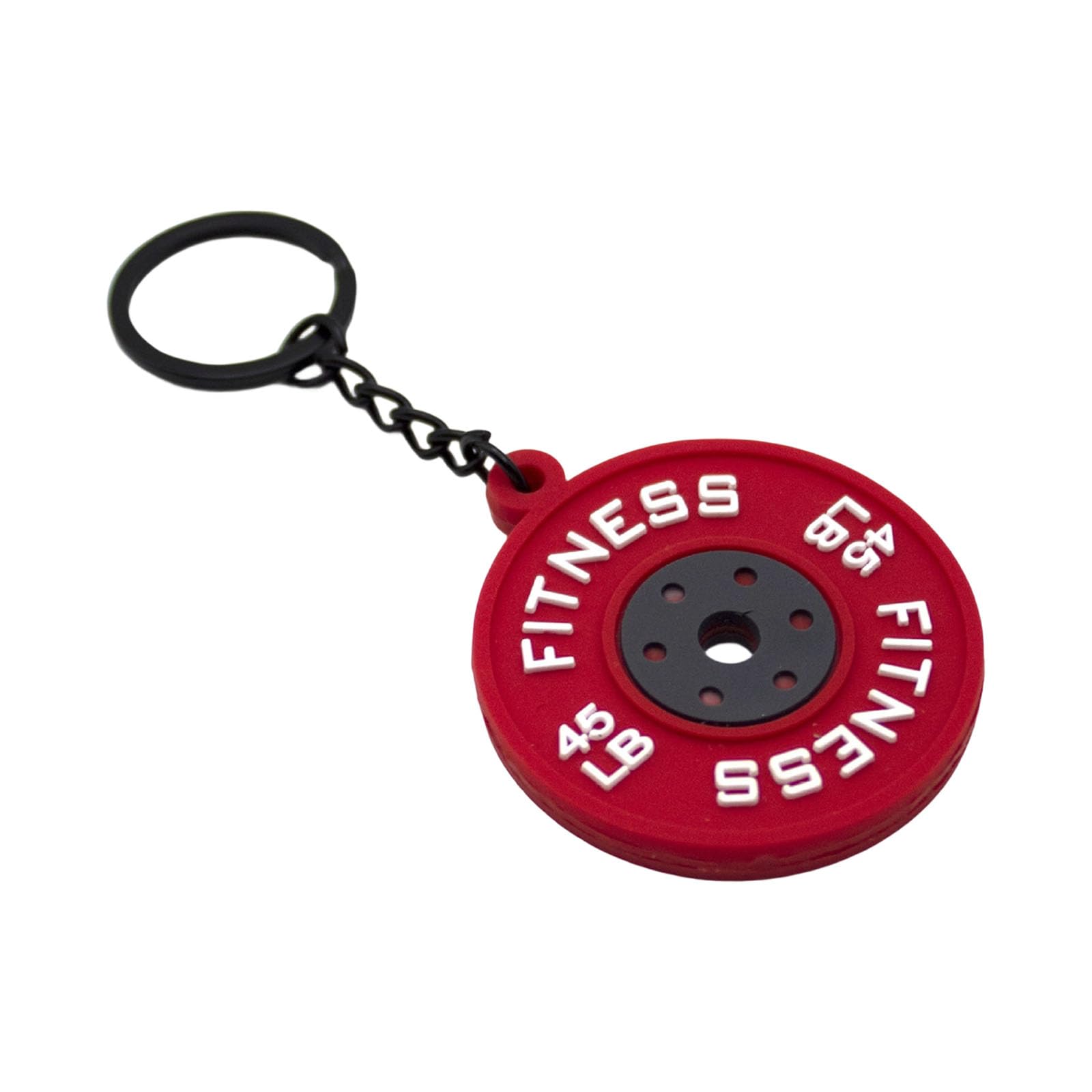 Rubber Fitness Keychain Weightlifting Theme 45lb Engraved Plate Keyring Lightweigh Barbell Plate Chain Accessory Rubber Keychain For Gym Enthusiasts