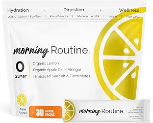 ROUTINE Morning Daily Hydration Electrolyte Powder Packets with Apple Cider Vinegar Lemon and Sea Salt Keto Paleo-Friendly Electrolyte
