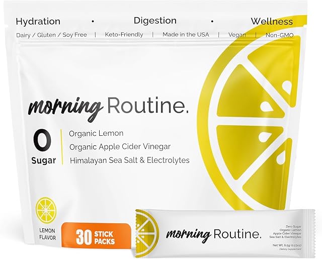 ROUTINE Morning Daily Hydration Electrolyte Powder Packets with Apple Cider Vinegar Lemon and Sea Salt Keto Paleo-Friendly Electrolyte