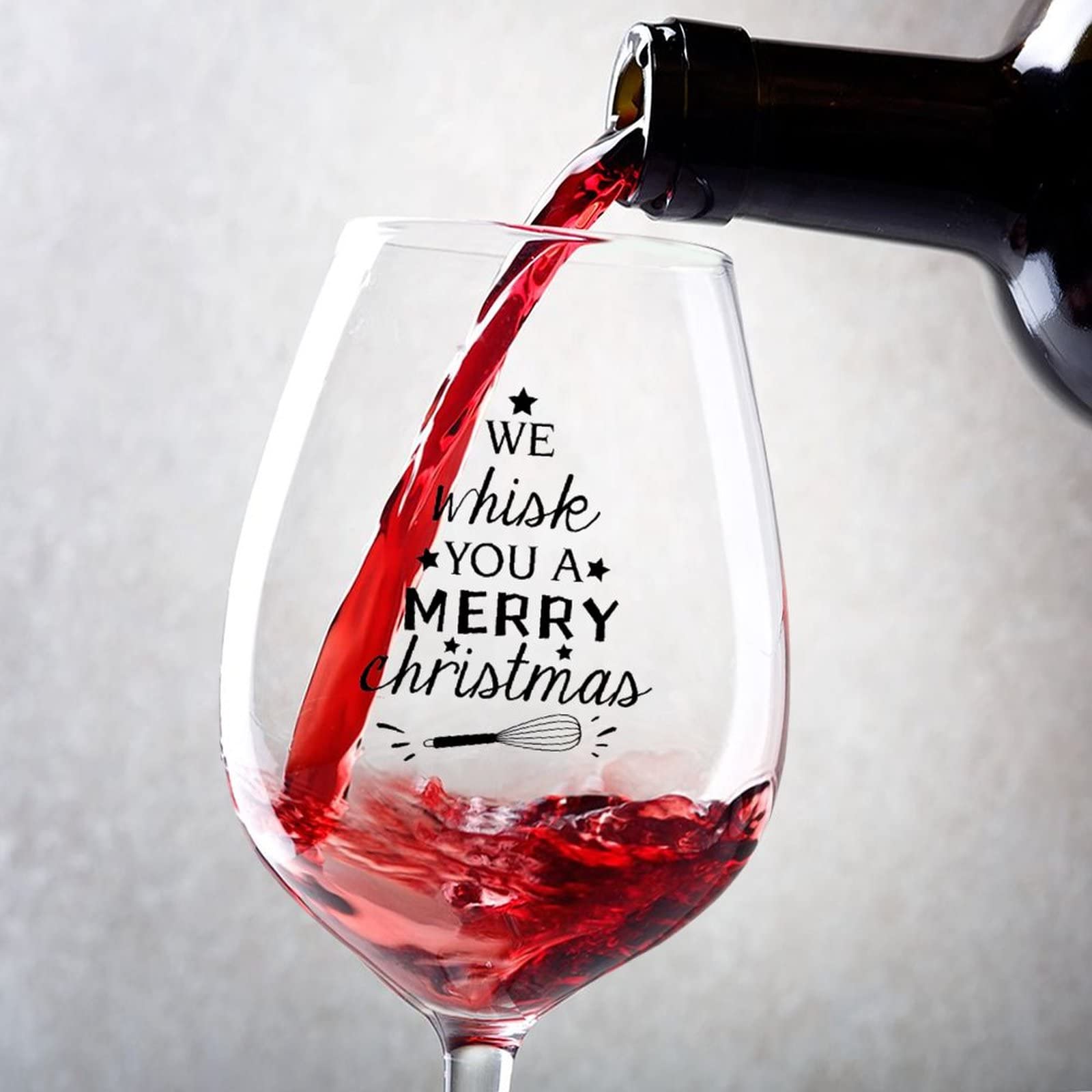 Verres à vin rouge de Noël 325 ml longue tige par 2 : We Whisk You A Merry Christmas