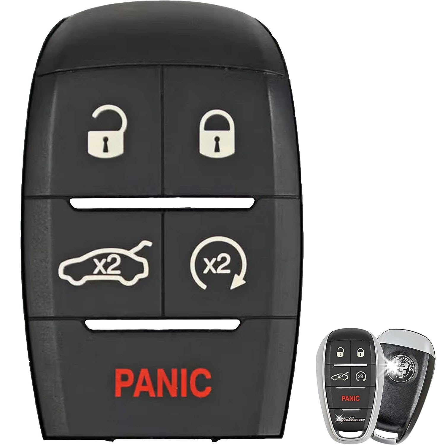 RemoteOverstock Remote FOB Buttons Repair KIT (5 Buttons) Compatible with Alfa Romeo 2017-2022 Giulia and Stelvio – FCC ID: KR5A1FA434 (Continental: A2C97635100 6EP44LXHAA / 6WN70LXHAA) – 5 Buttons