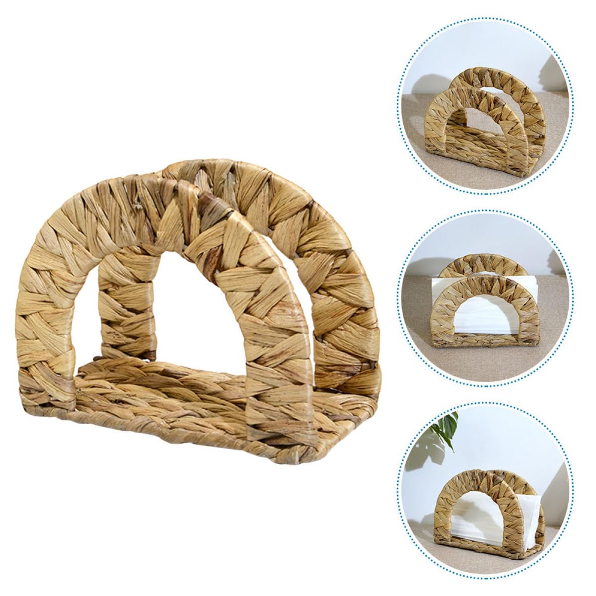 SUPVOX Servilletero Tejido de Junco Acuático Artesanal, Soporte Independiente para Servilletas de Mesa, Organizador Decorativo para Cocina y Comedor, Estable y Funcional para Restaurante